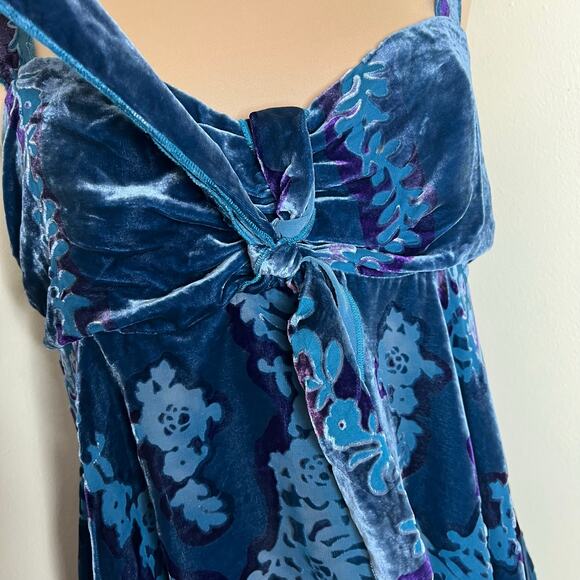 Y2K Victoria's Secret Very Sexy Babydoll Top Medium Women Silk Blue Velvet Fairy - Picture 4 of 9